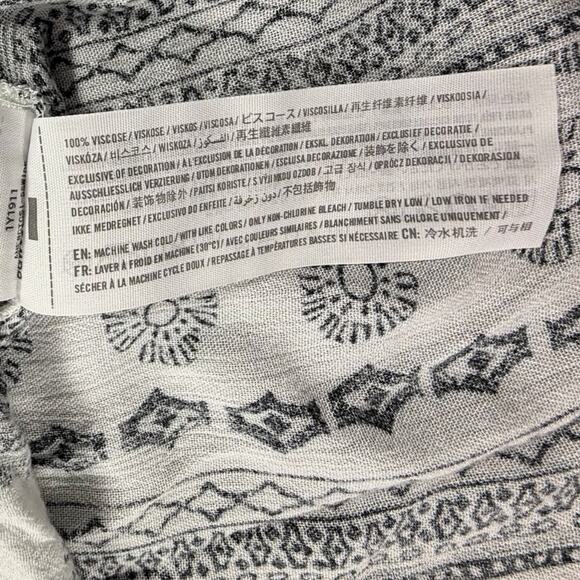 Abercrombie & Fitch Peasant Top Womens S Tribal Boho Bell Tie Sleeve Black White - Picture 6 of 7